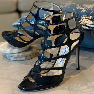 NEW Jimmy Choo Patent Leather Open Toe Bootie